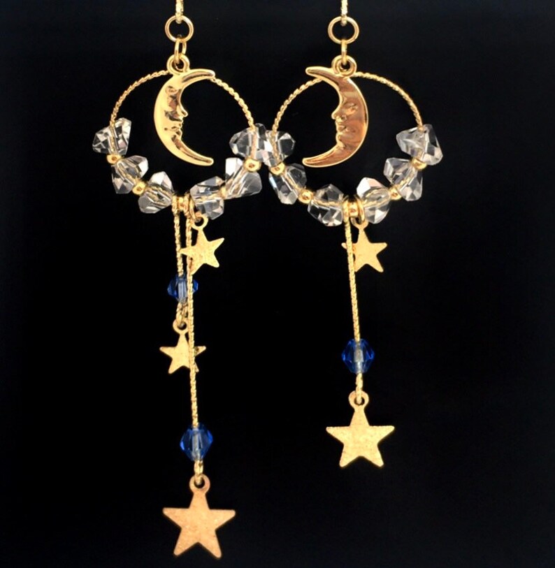 Moon and Stars dangle earrings