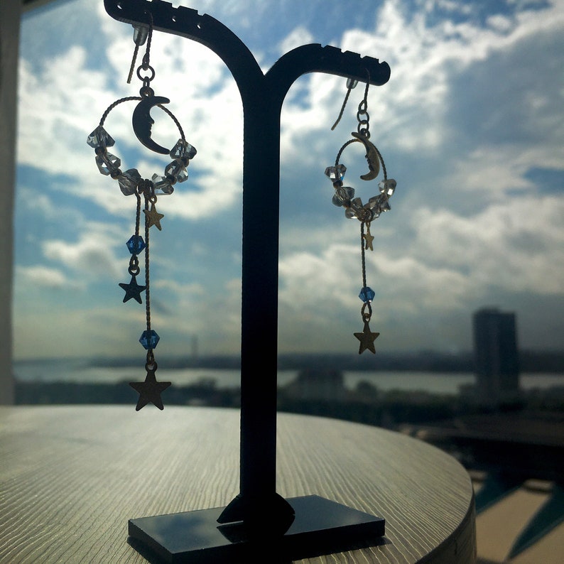 Moon and Stars dangle earrings