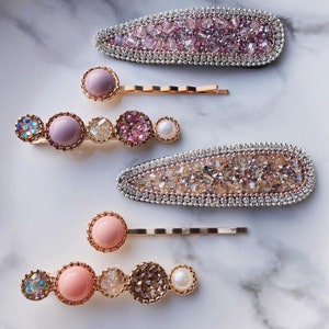 Crystal and pearl hair clips set Korean style