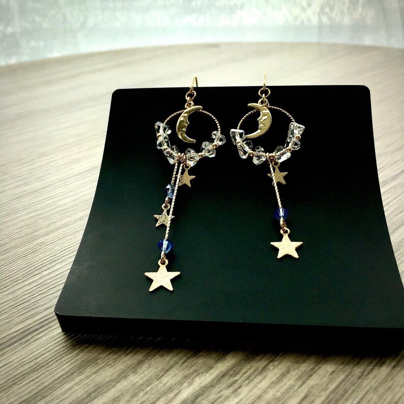 Moon and Stars dangle earrings