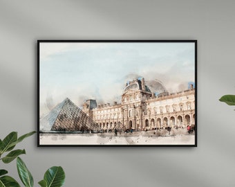 Paris Louvre Museum "AQUARELLS" personalized with name | Illustration of well-known cities