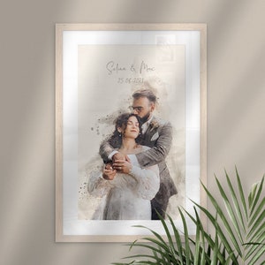 Geschenk zur Hochzeit Gemälde als Hochzeitsgeschenk personalisiert mit Text Gemälde vom Foto, Poster, Leinwand Hochzeitstag Mann Bild 5