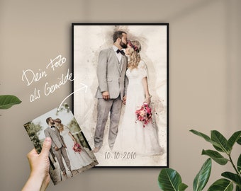 Wedding gift | Painting as a wedding gift personalized with text | Painting from photo, poster, canvas | Wedding anniversary man