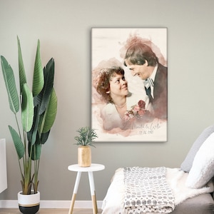 Geschenk zur Hochzeit Gemälde als Hochzeitsgeschenk personalisiert mit Text Gemälde vom Foto, Poster, Leinwand Hochzeitstag Mann Bild 7