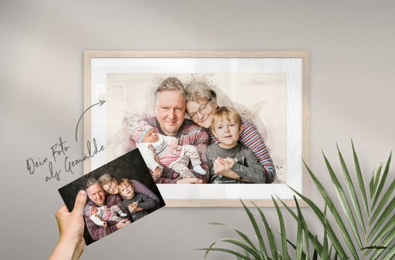 Geschenk für Eltern | Mit Liebe |Gemälde vom Foto | Poster, Leinwand, Digital | Geschenk, Geburtstag, Weihnachten | AQUARELLS Etsy Auswahl