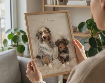 Haustier Portrait personalisiert mit Namen | Illustration vom Foto, Poster, Geschenk, Haustier, Hund, Katze oder Mensch