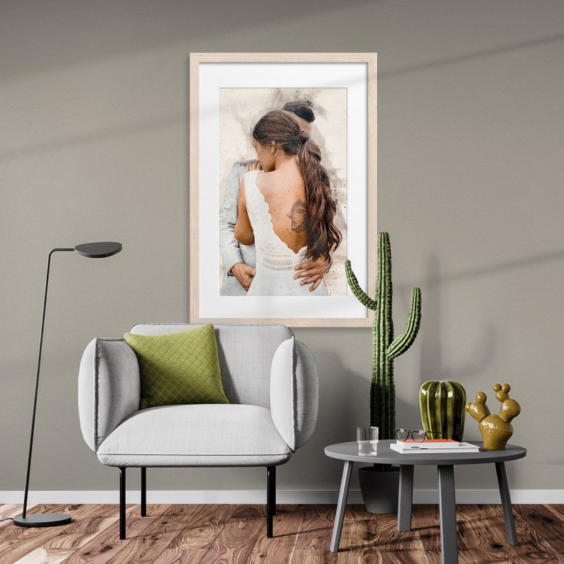 Geschenk zur Hochzeit Gemälde als Hochzeitsgeschenk personalisiert mit Text Gemälde vom Foto, Poster, Leinwand Hochzeitstag Mann Bild 8