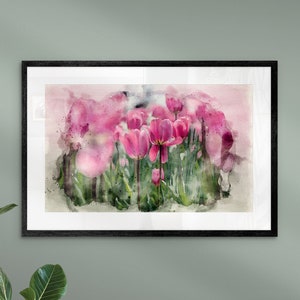 Tulips Plant Painting | imprimir como cartaz, tela ou ficheiro digital | personalizado com texto | AQUARELLS Botanical Painting