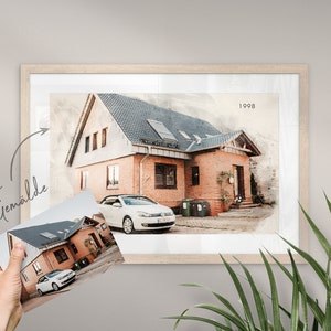 Geschenk für Bauherren zum Einzug | Haus Gemälde Aquarell personalisiert | Illustration vom Foto | Geschenk für Freunde | Etsy Bestseller