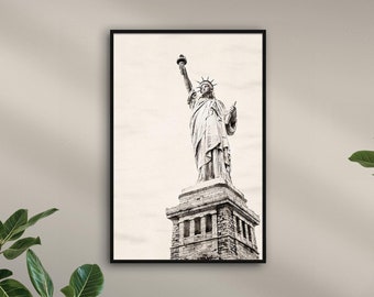 New York Freiheitsstatue "AQUARELLS" personalisiert mit Namen | Illustration von bekannten Städten