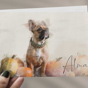 Postkarte "AQUARELLS" personalisiert mit Namen | Illustration vom Foto, Poster, Geschenk, Haustier, Hund, Katze oder Mensch