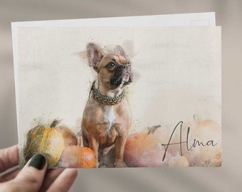 Postcard "AQUARELLS" personalized with name | Illustration from photo, poster, gift, pet, dog, cat or human