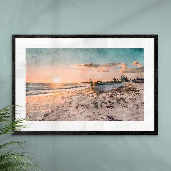 Gemälde Nordsee Strand Sonnenaufgang personalisiert mit Namen | AQUARELLS Gemälde von Stränden
