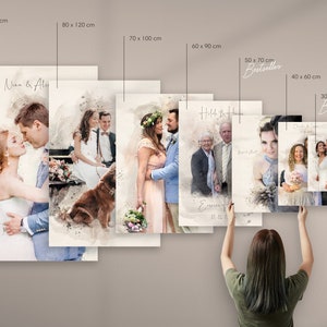 Geschenk zur Hochzeit Gemälde als Hochzeitsgeschenk personalisiert mit Text Gemälde vom Foto, Poster, Leinwand Hochzeitstag Mann Bild 2