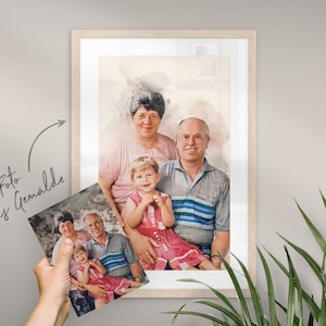 Grandparents Portrait Personalised with Name | Painting from Photo | Poster, Canvas, Digital | Gift, Birthday, Christmas | AQUARELLS