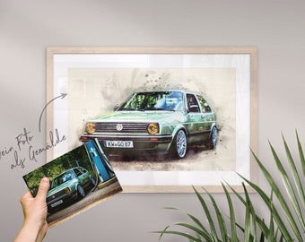 Car Gift for Men | Car painting based on photo template | Illustration from photo | Gift for car lovers | Etsy Bestseller