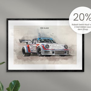 Porsche 911 RSR personalisiertes Poster / Leinwand für Autoliebhaber | Geschenk Mann | Aquarell | Geschenk für Männer | Rennsport-Fans