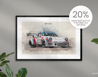 Porsche 911 RSR Personalized Poster / Canvas for Car Lovers | Gift man | Watercolor | Gift for men | Racing fans