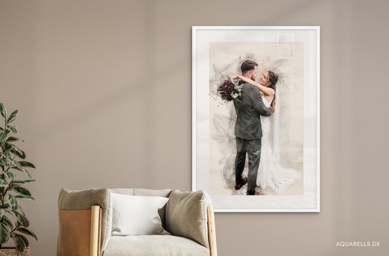 Geschenk zur Hochzeit Gemälde als Hochzeitsgeschenk personalisiert mit Text Gemälde vom Foto, Poster, Leinwand Hochzeitstag Mann Bild 3