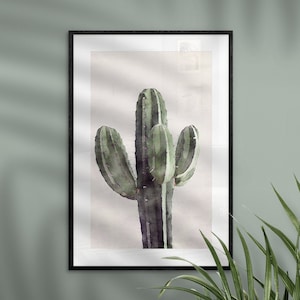 Kaktus Gemälde | Druck als Poster, Leinwand oder digitale Datei | personalisiert mit Text | AQUARELLS Botanik Gemälde