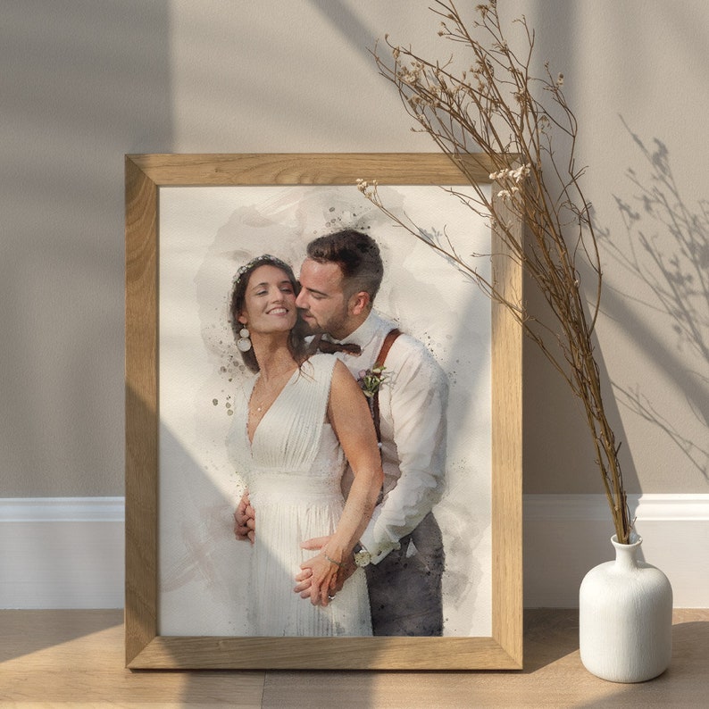 Geschenk zur Hochzeit Gemälde als Hochzeitsgeschenk personalisiert mit Text Gemälde vom Foto, Poster, Leinwand Hochzeitstag Mann Bild 9