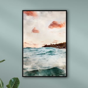 Gemälde Meer mit Sonnenaufgang personalisiert mit Namen | AQUARELLS Gemälde von Stränden