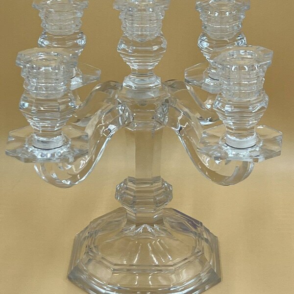 Baccarat Regence 5 Candle Candelabra Art Deco Beautiful French with Makers Mark.