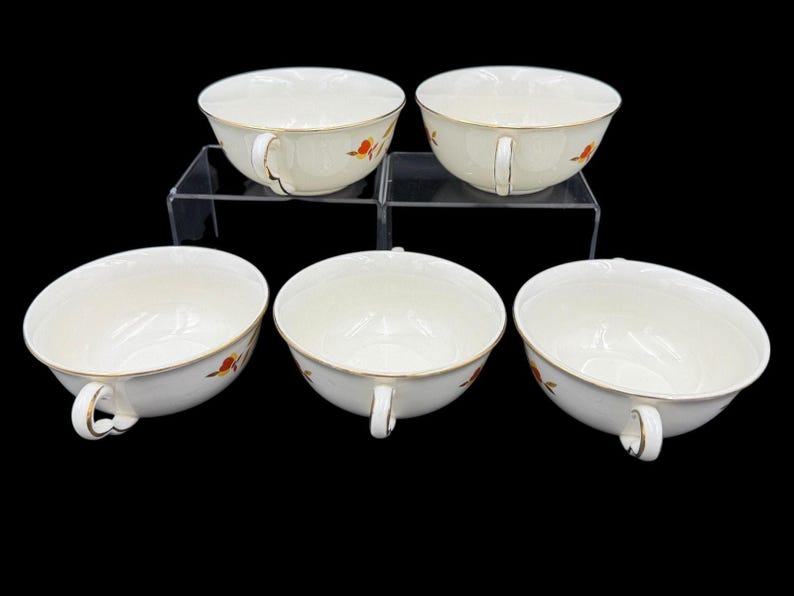 Vintage Hall China Autumn Leaf Cream Soup Bowls Double Handled ...