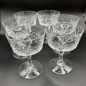Cristal D&#39;Arques Durand Chantilly Taille Beaugency 5” Champagne Sherbets (6)