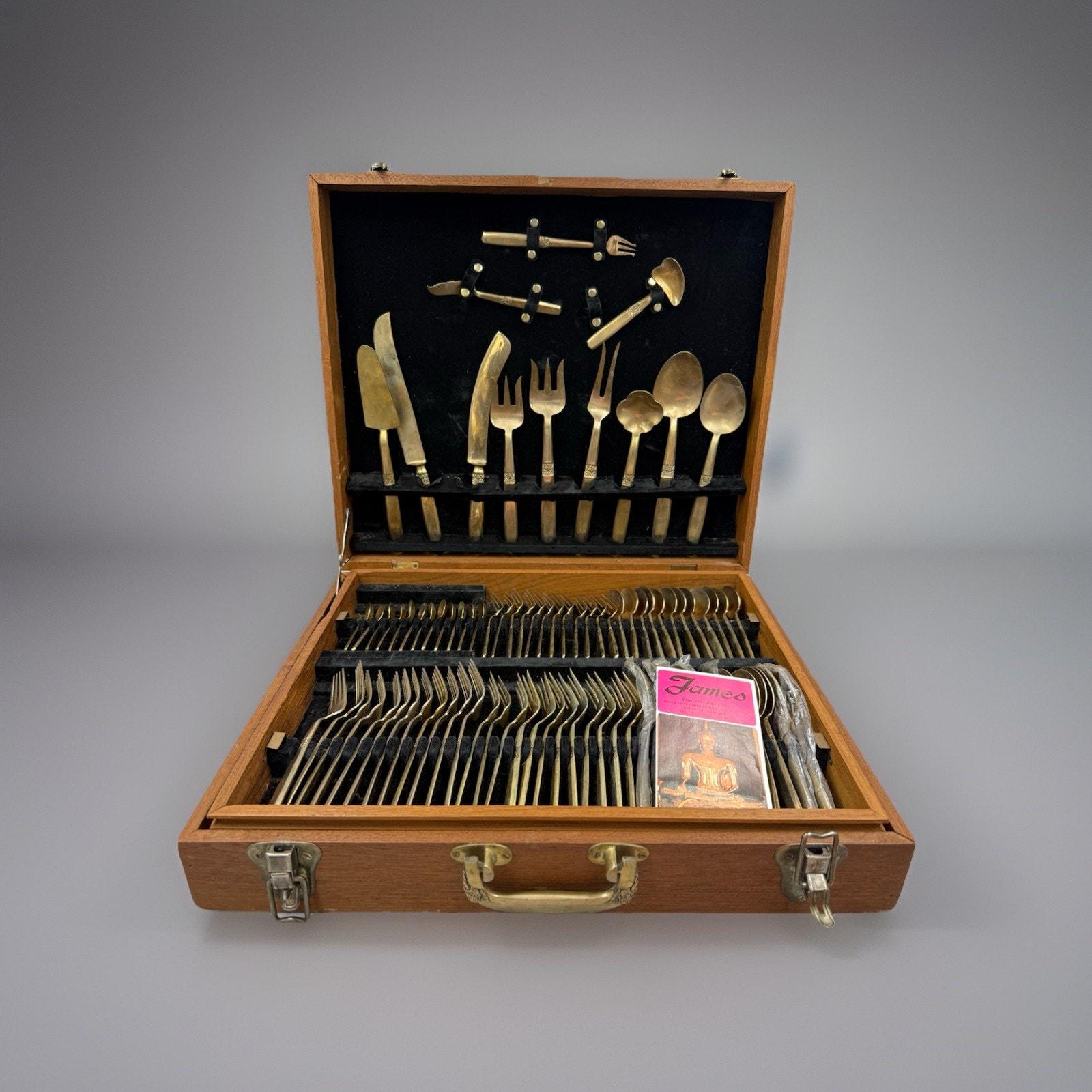 Vintage James Thailand KINGS Bronzeware Flatware Set 144 Pc
