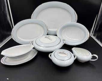 Noritake Bluedale Pattern 5533 Dinnerware Set. 12 Place Settings