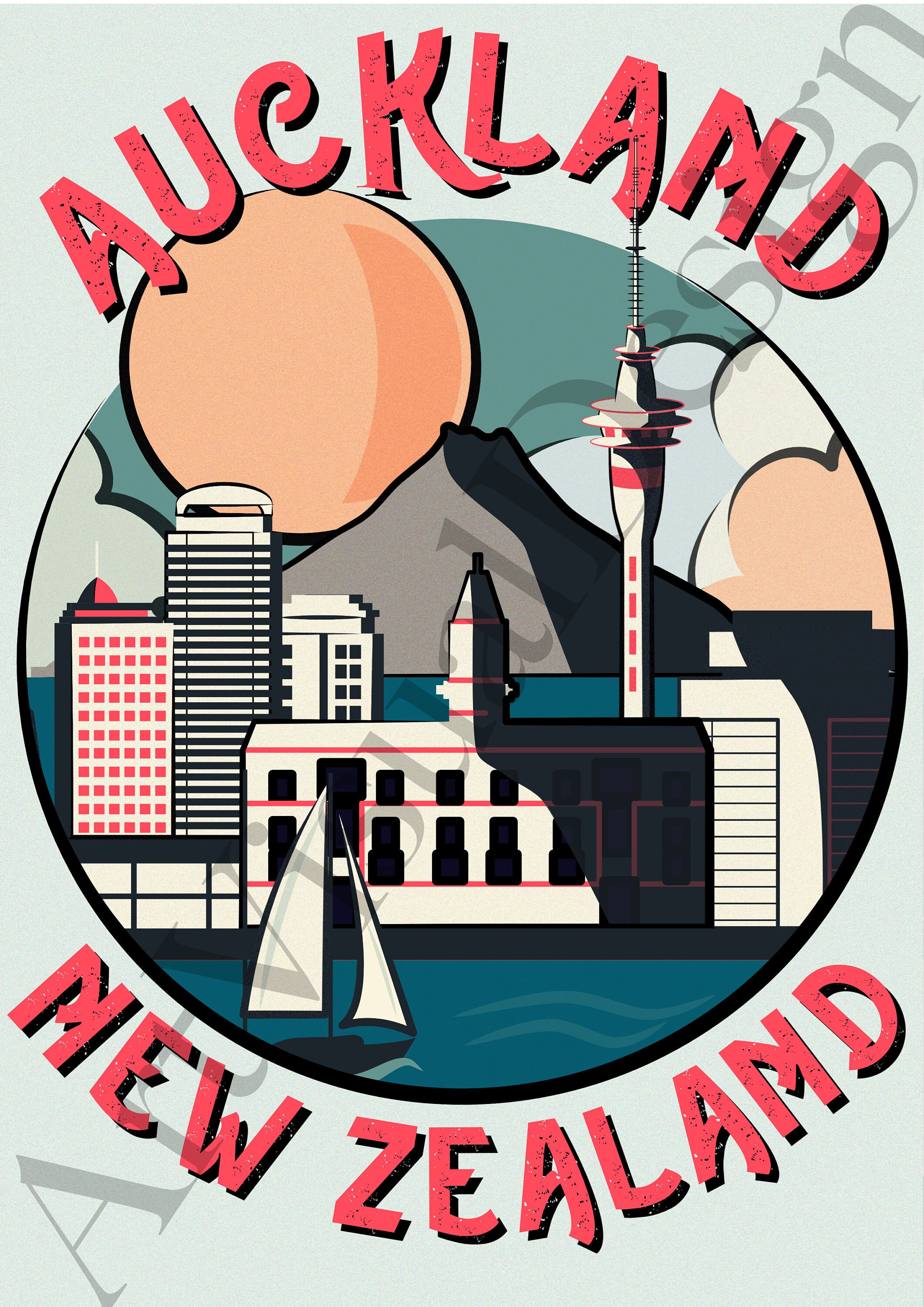 Auckland New Zealand Print Wall Art Auckland Print Wall Art Etsy