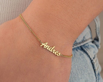 Personalized Name Bracelet, Thick Chain Name Bracelet, Newborn Baby Bracelet, Mother's Day Gift, Custom Kids Jewelry, Family Name Bracelet