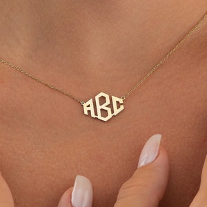 Personalized Monogram Necklace, Gold Monogram Necklace, Initials Monogram Necklace, Monogram Necklace, Gift for Women, Bridesmaid Gift