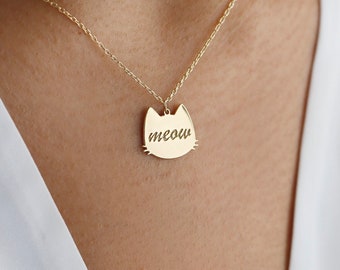 Personalized Cat Ears Necklace ,Cat Name Necklace ,Custom Pet Jewelry, Pet Name Necklace, Handmade Jewelry, Christmas Gift,Pet Memorial Gift