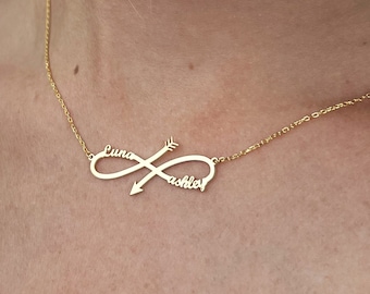 Infinity Name Necklaces, Infinity Necklace, Infinity Necklace with Two Names, 925 Sterling Silver Infinity Necklace, Design New Year's Gift