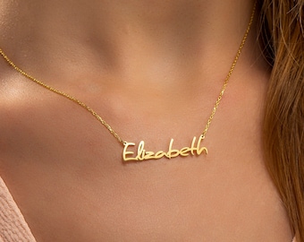 Script Name Necklace, Custom Gold Signature Name Necklace , Personalized Necklace , Bridal Necklace, Children Necklace ,Trendy Necklace