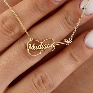 Personalized Violin Necklace,Violin Name Necklace,Gift for Music Lover,Gift for Her,Instrument Charms,Silver Violin Necklace