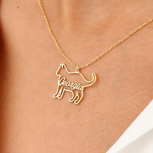 Cat Name Necklace; Bear, Horse, Wolf, Lion, Cat, Elephant, Personalized Jewelry, Personalized Animal, Christmas Gift,Pet Memorial Gift