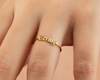 Personalized Name Ring, Handwriting Custom Name Ring, Dainty Gold Name Ring, Personalized Name Ring, Gift For Mom, Christmas Gift