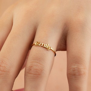 Personalized Name Ring, Handwriting Custom Name Ring, Dainty Gold Name Ring, Personalized Name Ring, Gift For Mom, Christmas Gift image 1