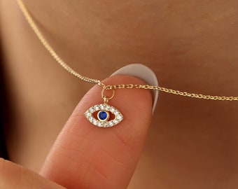 Minimalist Evil Eye Necklace,Protective Evil Eye Necklace,Delicate Evil Eye Necklace,Mother's Day Gift, Tiny Eye Necklace,Protective Jewelry