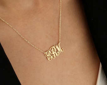 Monogram Letter Necklace, 925 Silver Monogram Necklace, 3 Letter Monogram Necklace, Monogram Necklace, Women's Gift, Bridesmaid Gift,