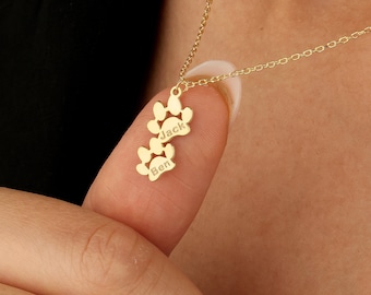 Collier de nom d’impression de patte, collier personnalisé de patte de petit chien, collier de patte minimaliste, collier d’animaux, collier pour animaux de compagnie, cadeau de Noël