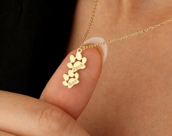 Collar con nombre y huella de pata, collar personalizado con huella de pata de perro, collar minimalista con huella de pata, collar de animal, collar para mascota, regalo de Navidad