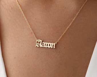 Personalized Gothic Name Necklace, Old English Name Necklace, Personalized Name Necklace, Gothic Name Necklace, Dainty Gothic Name Necklace