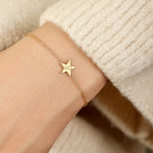 Personalized Embroidered Letter Star Bracelet, Tiny Star Bracelet, Family Letters Star Bracelet, Embroidered Bracelet, Mother's Day Gift