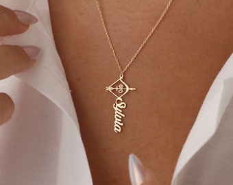 Personalized Zodiac Sign Name Necklace, Zodiac Moon Necklace, Personalized Gift, Astrology Necklace, Zodiac Sign Necklace, Birthday Gift