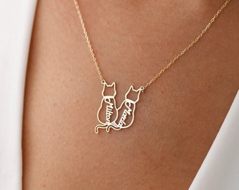 Personalized Cat Name Necklace, Pet Memorial Gifts, Multi Cat Name Necklaces, Minimalist Cat Name Jewelry, Pet Necklaces,Dainty Cat Necklace