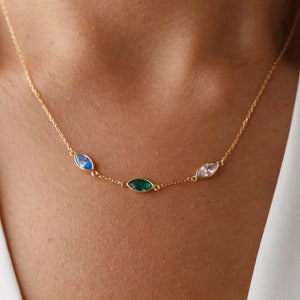 Custom Family Birthstone Necklace, Multi-Birthstone Necklace, Personalized Gems for Every Month, Mothers Day Gift, Dainty Birthstone Jewelry